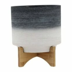 Ceramic Planter on Wooden Stand Gray to White - Sagebrook Home 19 Ceramic Planter on Wooden Stand Gray to White - Sagebrook Home -Cheap Planters Store unnamed file 4055