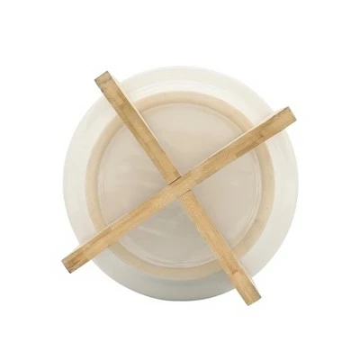 Sagebrook Home Geometric Ceramic Planter on Wooden Stand Gray 5 Sagebrook Home Geometric Ceramic Planter on Wooden Stand Gray - Image 3