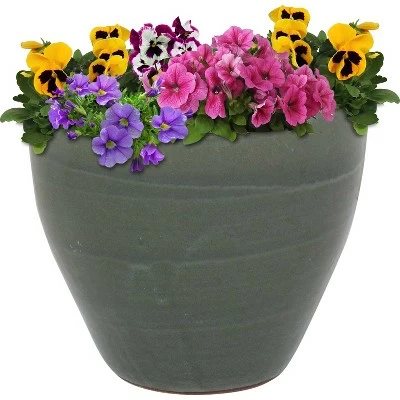 Sunnydaze Decor Sunnydaze Resort Outdoor/Indoor High-Fired Glazed UV- and Frost-Resistant Ceramic Flower Pot Planter with Drainage Holes - 13" Diameter - Gray 7 Sunnydaze Decor Sunnydaze Resort Outdoor/Indoor High-Fired Glazed UV- and Frost-Resistant Ceramic Flower Pot Planter with Drainage Holes - 13" Diameter - Gray - Image 5
