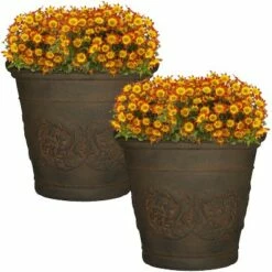 Sunnydaze Decor Sunnydaze Indoor/Outdoor Patio, Garden, or Porch Weather-Resistant Double-Walled Arabella Flower Pot Planter - 20" - Sable Finish - 2pk 6 Sunnydaze Decor Sunnydaze Indoor/Outdoor Patio, Garden, or Porch Weather-Resistant Double-Walled Arabella Flower Pot Planter - 20" - Sable Finish - 2pk -Cheap Planters Store unnamed file 4087