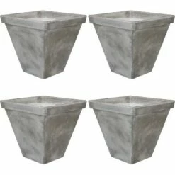 16" Polyresin Hamilton Planter - 4 pk - Gray - Sunnydaze Decor -Cheap Planters Store unnamed file 4098