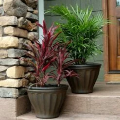 Sunnydaze Decor Sunnydaze Indoor/Outdoor Patio, Garden, or Porch Weather-Resistant Double-Walled Charlotte Flower Pot Planter - 16" - Rust Finish - 2pk