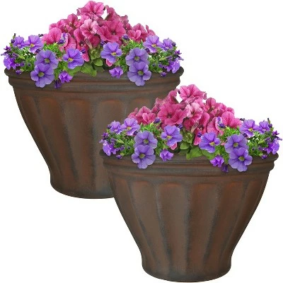 Sunnydaze Decor Sunnydaze Indoor/Outdoor Patio, Garden, or Porch Weather-Resistant Double-Walled Charlotte Flower Pot Planter - 16" - Rust Finish - 2pk 5 Sunnydaze Decor Sunnydaze Indoor/Outdoor Patio, Garden, or Porch Weather-Resistant Double-Walled Charlotte Flower Pot Planter - 16" - Rust Finish - 2pk - Image 3