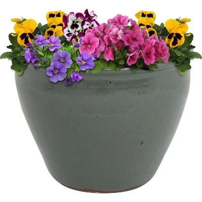 Sunnydaze Decor Sunnydaze Chalet Outdoor/Indoor High-Fired Glazed UV- and Frost-Resistant Ceramic Flower Planter with Drainage Holes - 15" Diameter - Gray - 2-Pack 6 Sunnydaze Decor Sunnydaze Chalet Outdoor/Indoor High-Fired Glazed UV- and Frost-Resistant Ceramic Flower Planter with Drainage Holes - 15" Diameter - Gray - 2-Pack - Image 4