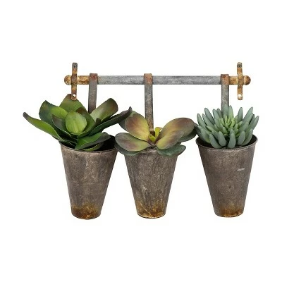 Metal Wall Rack with 3 Tin Pots - 3R Studios 5 Metal Wall Rack with 3 Tin Pots - 3R Studios - Image 3