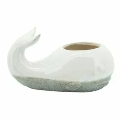 5" Ceramic Whale Planter - Sagebrook Home Green