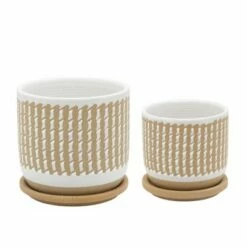 Wave Planter with Saucer Brown - Sagebrook Home