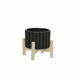 Ceramic Fluted Planter with Wood Stand Black - Sagebrook Home -Cheap Planters Store unnamed file 4208
