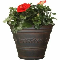 Sunnydaze Decor Sunnydaze Laurel Polyresin Outdoor/Indoor Heavy-Duty Double-Walled UV-Resistant Flower Pot Planter - 13" Diameter - Rust -Cheap Planters Store unnamed file 4234