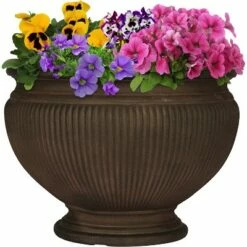 Sunnydaze Decor Sunnydaze Indoor/Outdoor Patio, Garden, or Porch Weather-Resistant Double-Walled Elizabeth Ribbed Urn Flower Pot Planter - 16" - Rust Finish -Cheap Planters Store unnamed file 4238
