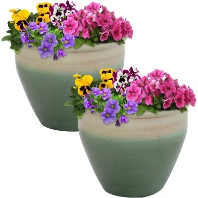 Sunnydaze Decor Sunnydaze Chalet Outdoor/Indoor High-Fired Glazed UV- and Frost-Resistant Ceramic Planter with Drainage Holes - 9" Diameter - Seafoam - 2-Pack 7 Sunnydaze Decor Sunnydaze Chalet Outdoor/Indoor High-Fired Glazed UV- and Frost-Resistant Ceramic Planter with Drainage Holes - 9" Diameter - Seafoam - 2-Pack - Image 5