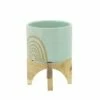 Sagebrook Home Arch Ceramic Planter with Stand Mint