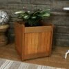 Sunnydaze Decor Sunnydaze Outside Meranti Wood Outdoor Planter Box with Teak Oil Finish for Garden, Porch and Patio - 16" Square