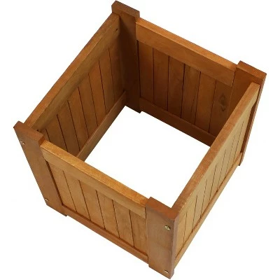Sunnydaze Decor Sunnydaze Outside Meranti Wood Outdoor Planter Box with Teak Oil Finish for Garden, Porch and Patio - 16" Square 6 Sunnydaze Decor Sunnydaze Outside Meranti Wood Outdoor Planter Box with Teak Oil Finish for Garden, Porch and Patio - 16" Square - Image 5