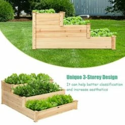 Costway 3 Tier Wooden Raised Vegetable Garden Bed Elevated Planter Kit Outdoor Gardening -Cheap Planters Store unnamed file 429