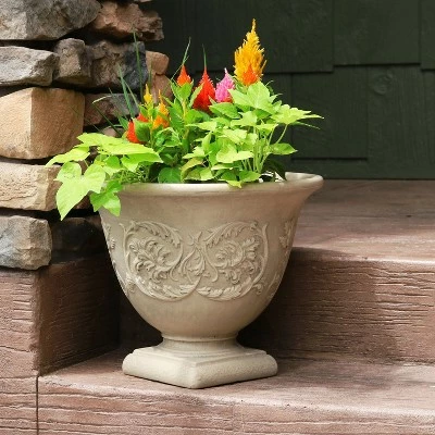 Sunnydaze Decor Sunnydaze Indoor/Outdoor Patio, Garden, or Porch Weather-Resistant Double-Walled Darcy Flower Pot Planter - 16" - Beige 3 Sunnydaze Decor Sunnydaze Indoor/Outdoor Patio, Garden, or Porch Weather-Resistant Double-Walled Darcy Flower Pot Planter - 16" - Beige