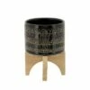 Sagebrook Home Glazed Ceramic Planter with Stand Black