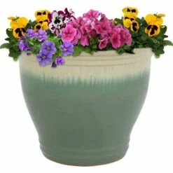 Sunnydaze Decor Sunnydaze Studio High-Fired Glazed UV- and Frost-Resistant Outdoor/Indoor Ceramic Flower Pot with Drainage Holes - 15" - Seafoam -Cheap Planters Store unnamed file 4331