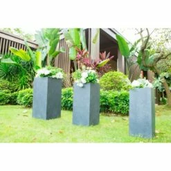 Rosemead Home & Garden, Inc. Set of 3 Kante Lightweight Outdoor Tapered Rectangular Concrete Planters Slate Gray - Rosemead Home & Garden, Inc. -Cheap Planters Store unnamed file 4335