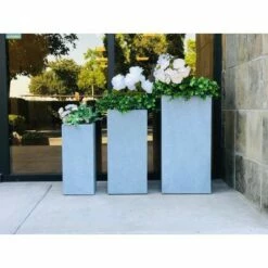 Rosemead Home & Garden, Inc. Set of 3 Kante Lightweight Outdoor Tapered Rectangular Concrete Planters Slate Gray - Rosemead Home & Garden, Inc. -Cheap Planters Store unnamed file 4336