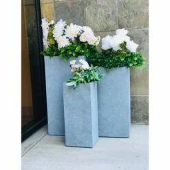 Rosemead Home & Garden, Inc. Set of 3 Kante Lightweight Outdoor Tapered Rectangular Concrete Planters Slate Gray - Rosemead Home & Garden, Inc. -Cheap Planters Store unnamed file 4337