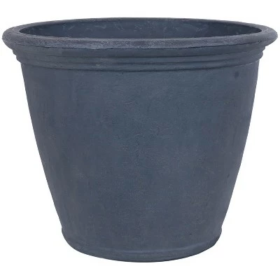 Sunnydaze Decor Sunnydaze Anjelica Polyresin Indoor/Outdoor Unbreakable Double-Walled UV-Resistant Flower Pot Planter - 24" Diameter - Slate 6 Sunnydaze Decor Sunnydaze Anjelica Polyresin Indoor/Outdoor Unbreakable Double-Walled UV-Resistant Flower Pot Planter - 24" Diameter - Slate - Image 4