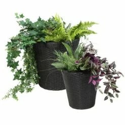 Sunnydaze Decor Sunnydaze Round Indoor Polyrattan Planters with Attached Clear Polypropylene Liner 14.5" Diameter x 15" H and 11.75" Diameter x 12" H - Black 2-Piece -Cheap Planters Store unnamed file 4359