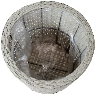 Sunnydaze Decor Sunnydaze Round Indoor Polyrattan Planters with Attached Clear Polypropylene Liner 14.5" Diameter x 15" H and 11.75" Diameter x 12" H - Gray 2-Piece 6 Sunnydaze Decor Sunnydaze Round Indoor Polyrattan Planters with Attached Clear Polypropylene Liner 14.5" Diameter x 15" H and 11.75" Diameter x 12" H - Gray 2-Piece - Image 4