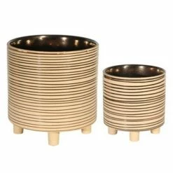 Set of 2 Footed Planters Stripes - Sagebrook Home Silver -Cheap Planters Store unnamed file 4375