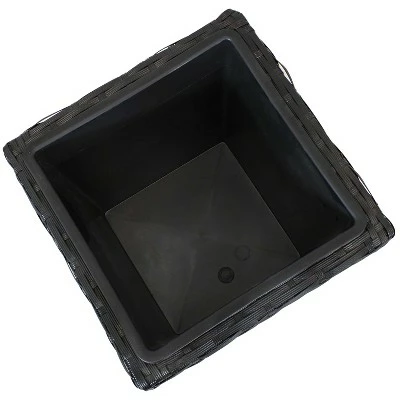 Sunnydaze Decorative Square Polyrattan Basket-Style Planters - 9", 11.5", and 14.75" Square - Black - 3-Piece Set 3 Sunnydaze Decorative Square Polyrattan Basket-Style Planters - 9", 11.5", and 14.75" Square - Black - 3-Piece Set - Image 2