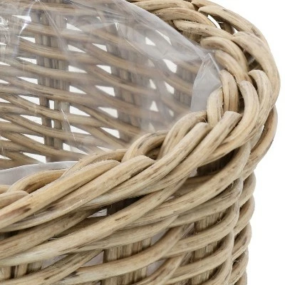 Sunnydaze Decorative Round Indoor/Outdoor Polyrattan Basket Flower Planters - 8", 11.75" and 12.75" Diameter - Beige - 3-Piece Set 5 Sunnydaze Decorative Round Indoor/Outdoor Polyrattan Basket Flower Planters - 8", 11.75" and 12.75" Diameter - Beige - 3-Piece Set - Image 3