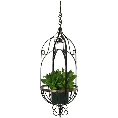 Sunnydaze Decor Sunnydaze Cathedral Steel Hanging Planter Basket - Brown - 32.5-Inch 6 Sunnydaze Decor Sunnydaze Cathedral Steel Hanging Planter Basket - Brown - 32.5-Inch - Image 4