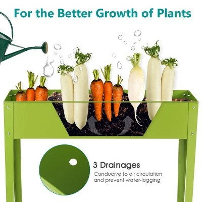 Costway 24'' x12'' Outdoor Elevated Garden Plant Stand Raised Tall Flower Bed Box 4 Costway 24'' x12'' Outdoor Elevated Garden Plant Stand Raised Tall Flower Bed Box - Image 2