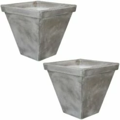 16" Polyresin Hamilton Planter - 2 pk - Gray - Sunnydaze Decor -Cheap Planters Store unnamed file 4454