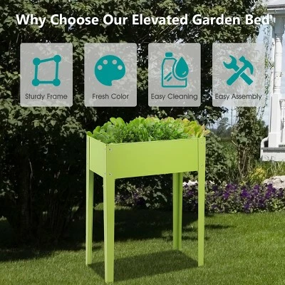 Costway 24'' x12'' Outdoor Elevated Garden Plant Stand Raised Tall Flower Bed Box 6 Costway 24'' x12'' Outdoor Elevated Garden Plant Stand Raised Tall Flower Bed Box - Image 4