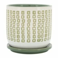 Sagebrook Home 6" Square Patterned Ceramic Planter with Saucer Olive 10 Sagebrook Home 6" Square Patterned Ceramic Planter with Saucer Olive -Cheap Planters Store unnamed file 4470