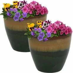 Sunnydaze Decor Sunnydaze Resort Outdoor/Indoor High-Fired Glazed UV- and Frost-Resistant Ceramic Pots with Drainage Holes - 8" Diameter - Forest Lake Green - 2-Pack -Cheap Planters Store unnamed file 4476