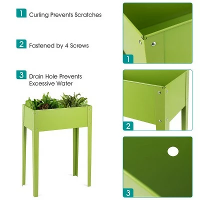 Costway 24'' x12'' Outdoor Elevated Garden Plant Stand Raised Tall Flower Bed Box 7 Costway 24'' x12'' Outdoor Elevated Garden Plant Stand Raised Tall Flower Bed Box - Image 5