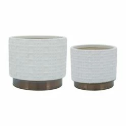 Sagebrook Home Set of 2 Mesh Metallic Ceramic Planters White -Cheap Planters Store unnamed file 4509