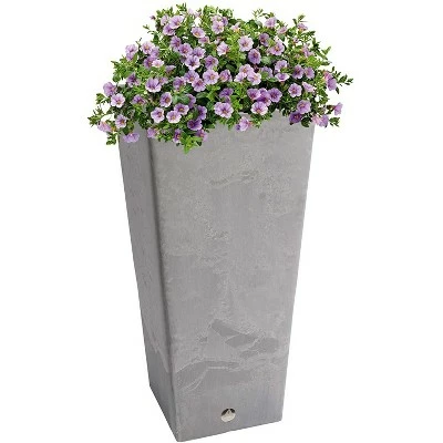 Algreen 17233 Valencia Square Indoor Outdoor 13 x 13 x 28 Inch Recycled Material Resin Decorative Flower Garden Plant Pot Planter, Concrete Gray 3 Algreen 17233 Valencia Square Indoor Outdoor 13 x 13 x 28 Inch Recycled Material Resin Decorative Flower Garden Plant Pot Planter, Concrete Gray