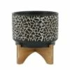 Sagebrook Home 8" Crackled Ceramic Planter with Wood Stand Black -Cheap Planters Store unnamed file 4526