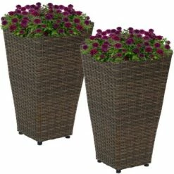Sunnydaze Decor Sunnydaze Modern Decorative Standing Square Polyrattan Planter Containers - 20" Tall - Brown - 2-Pack 9 Sunnydaze Decor Sunnydaze Modern Decorative Standing Square Polyrattan Planter Containers - 20" Tall - Brown - 2-Pack -Cheap Planters Store unnamed file 4565
