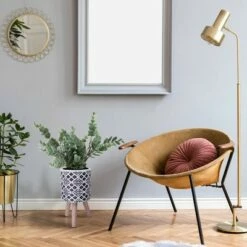 Rosemead Home & Garden, Inc. 16" Lightweight Cement Classic Outdoor/Indoor Planter with Wooden Legs Black/White - Rosemead Home & Garden, Inc.