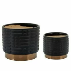Sagebrook Home Set of 2 Maze Metallic Ceramic Planters Black 8 Sagebrook Home Set of 2 Maze Metallic Ceramic Planters Black -Cheap Planters Store unnamed file 4593