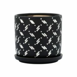 Sagebrook Home Set of 2 Dots Ceramic Planter with Saucers Black -Cheap Planters Store unnamed file 4602