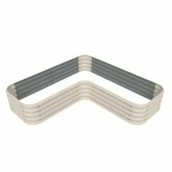 Stratco Raised Corrugated Galvanized Steel Metal Outdoor Decor Garden Vegetable Bed Planter Box with 8 Cubic Feet Capacity, 41 x 28 x 13 Inches, Beige