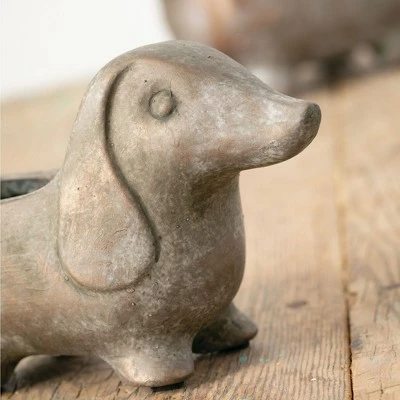 Sullivans Set of 2 Dachshund Planter 5.5"H & 4.5"H Brown 3 Sullivans Set of 2 Dachshund Planter 5.5"H & 4.5"H Brown