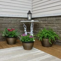 Sunnydaze Decor Sunnydaze Modern Decorative Indoor/Outdoor Resin Faux Basketweave Planter - 13", 15", and 17" Diameter - 3-Piece Set