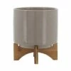Sagebrook Home 9" Ceramic Planter with Wood Stand Beige -Cheap Planters Store unnamed file 4633