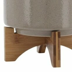 Sagebrook Home 9" Ceramic Planter with Wood Stand Beige -Cheap Planters Store unnamed file 4638